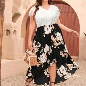 SHEIN HIGH LOW LACE FLORAL DRESS SZ 3X